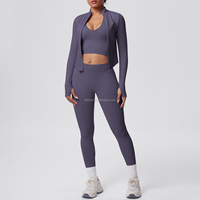 Nouvel ensemble de 4 pièces personnalisé, vêtements de sport taille plus, veste de sport, tenue de sport, ensemble de yoga sans couture pour femmes