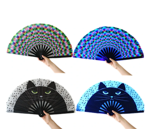 Ready Folding <b>Fan</b> 33Cm Large Rave <b>Fan</b> Fashionable Customizable Bamboo <b>Hand</b> <b>Fan</b> for Sale - Product Image 3