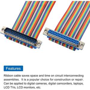 สายริบบิ้นแบน Meccanixity Rainbow แบบ DB37 ตัวผู้-ตัวเมีย ยาว 11.8 นิ้ว ระยะห่าง 2.54 มม. สายจัมเปอร์สำหรับบอร์ดทดลอง หลายสี ทองแดง - Product Image 4