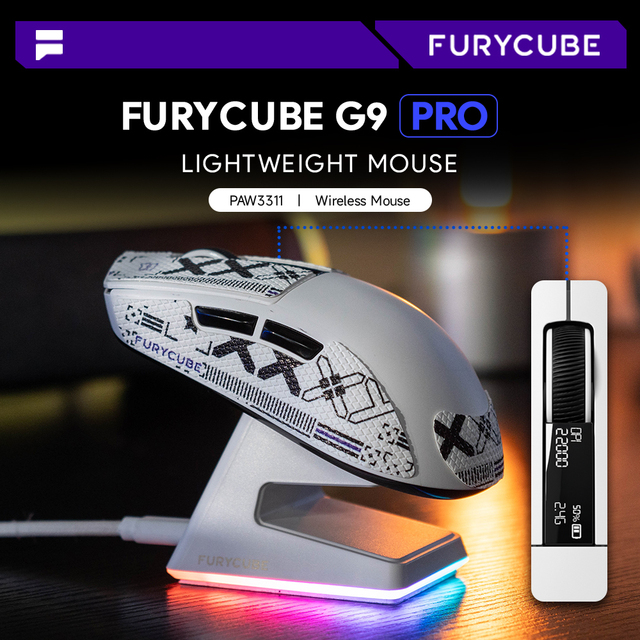 G9 PRO Tri-Mode Wireless Gaming Mouse RGB Charging Dock Paw3311 Sensor 22000 DPI Lightweight Rechargeable Ergonomic Right-Handed