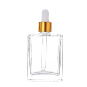 Envases Cosméticos de 30 ml y 50 ml, Botellas Cuadradas de Vidrio Transparente con Pipeta Plana para Suero - Product Image 4