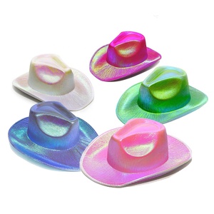 Cappello da Cowboy rosa rosa divertente olografico metallico per feste da discoteca scintillante per viaggi invernali per grossisti - Product Image 1