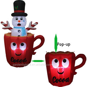 Décoration de jardin de Noël gonflable pop-up de 1,5 m, bonhomme de neige fondant dans une tasse de chocolat chaud, étanche, avec lumières LED, pour la maison et les fêtes - Product Image 3