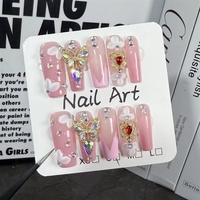 Vente en gros usine : Nouveaux faux ongles carrés 3D sculptés à la main, transparents comme du verre, style français, à presser