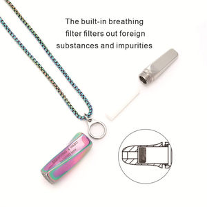 Collana con Catena in Bambù e Ciondolo a Forma di Scheletro in Acciaio Inox con Diamanti, Regalo Unisex Sportivo per Oli Essenziali - Product Image 2