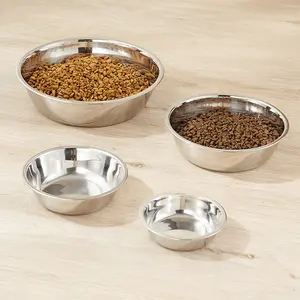 Royaumann, juegos de formas redondas, venta al por mayor, en Stock, patrón de huella personalizado, tazón único de acero inoxidable para perros, tazón de comida para gatos