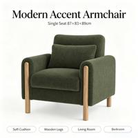 Fauteuil d'appoint moderne, siège individuel, 87*83*89cm, coussin moelleux, pieds en bois, chaise longue pour salon, chambre, bureau, coin