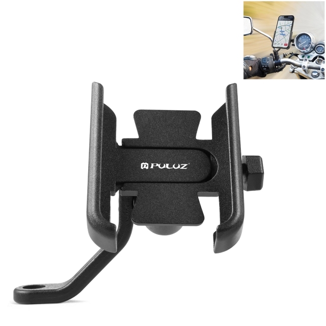 DropShipping PULUZ Motorcycle Bicycle Rearview Mirror Aluminum Alloy Phone Holder