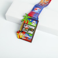 Médailles de course personnalisées en métal, alliage de zinc, émail souple, pour Noël, avec ruban imprimé