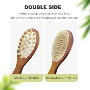 Doppelseitige Körper-Cellulite- und Lymphdrainage-Trockenbürste Natürliche Holz-Duschbürste zur Rückenmassage - Product Image 2