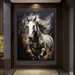 Bella tela Hors la pittura del cavallo, soggiorno portico <span class=keywords><strong>camera</strong></span> <span class=keywords><strong>da</strong></span> <span class=keywords><strong>letto</strong></span> arte decorazione murali LED diamante di cristallo animale pittura - Product Image 1