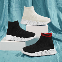 Chaussures de Sport Décontractées Montantes pour Enfants, Semelle Épaisse, Tige en Maille, Couleur Unie, Style Enfilable, Tendance – Zapatillas Casuales