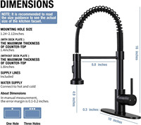 Robinet de cuisine moderne flexible extractible noir, double mode, monocommande, 1 trou, en acier inoxydable, à poser sur comptoir, usage commercial
