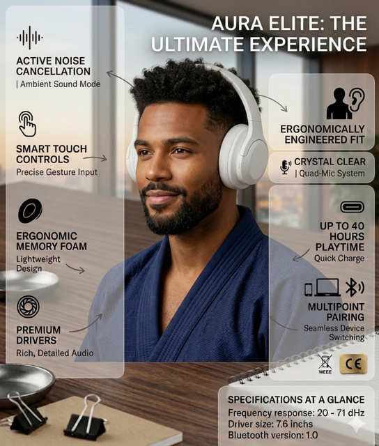 EU 2027 Compliance D2 ANC Bluetooth 5.4 Wireless Headphones Active Noise Cancelling Over Ear Replaceable Battery Headphones