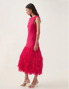 <span class=keywords><strong>Abito</strong></span> Donna Elegante <span class=keywords><strong>Rosso</strong></span> Senza Maniche con Scollo Rotondo, Aderente, con Frange e Lavorazione a Costine Personalizzabile - Product Image 3