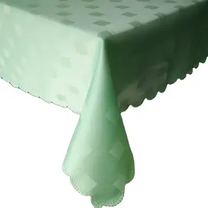 Modern Checked 100% Polyester Shiny Jacquard Tablecloth