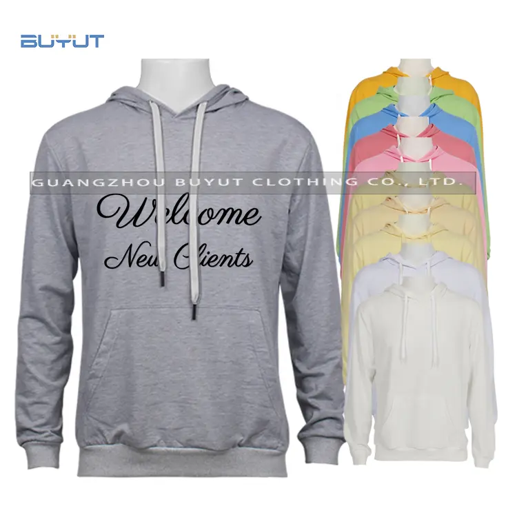Factory Customize women men hoodies sweatshirts pastel Solid Color round neck T shirts with hood for sublimation
