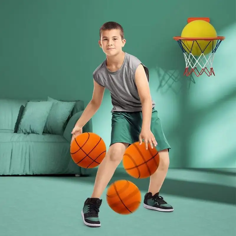 Taille personnalisée 3 balle anti-stress spongieuse balle jouet en PU souple élastique à faible bruit basket-ball intérieur silencieux