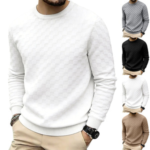 T-shirt a maniche lunghe da uomo in tessuto testurizzato a quadri 280gsm, anti-piega, vestibilità rilassata, personalizzabile, pronto per la spedizione - Product Image 1