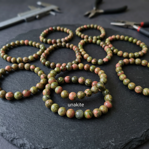 Unakite Beaded <b>Bracelet</b> Natural Green <b>Red</b> Stone Round Bohemia Style Jewelry for Unisex - Product Image 3