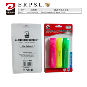 Evidenziatore fluorescente ERP SparkLiner, 3 pezzi, colori misti, per carta, fax, fotocopie, alta qualità - Product Image 1
