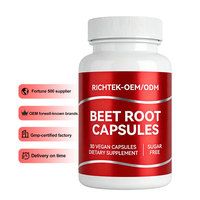 Capsules d'extrait de poudre de racine de betterave de haute qualité disponibles à prix réduits ; non-OGM et sans gluten.