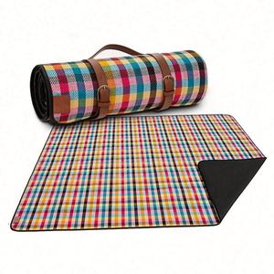 Manta de Picnic Impermeable Personalizada de 3 Capas, Ligera y Portátil, con Estampado a Cuadros de Esponja Acrílica, Tapete para Acampar y Hacer Senderismo - Product Image 1