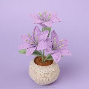 Car Decoration Handmade Knitted Crochet Lily Pot Plant for Home Decor - Product Image 4