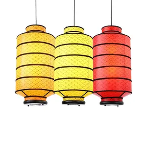 Nueva lámpara de araña de estilo chino, lámpara de linterna de hierro forjado con focos, Linterna china