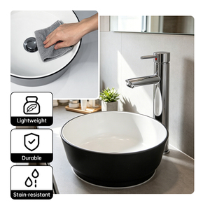 Lavabo Leggero in Acrilico Rotondo da Appoggio <span class=keywords><strong>per</strong></span> <span class=keywords><strong>Camper</strong></span>, Auto, Veicoli e Bagni Marini - Product Image 4