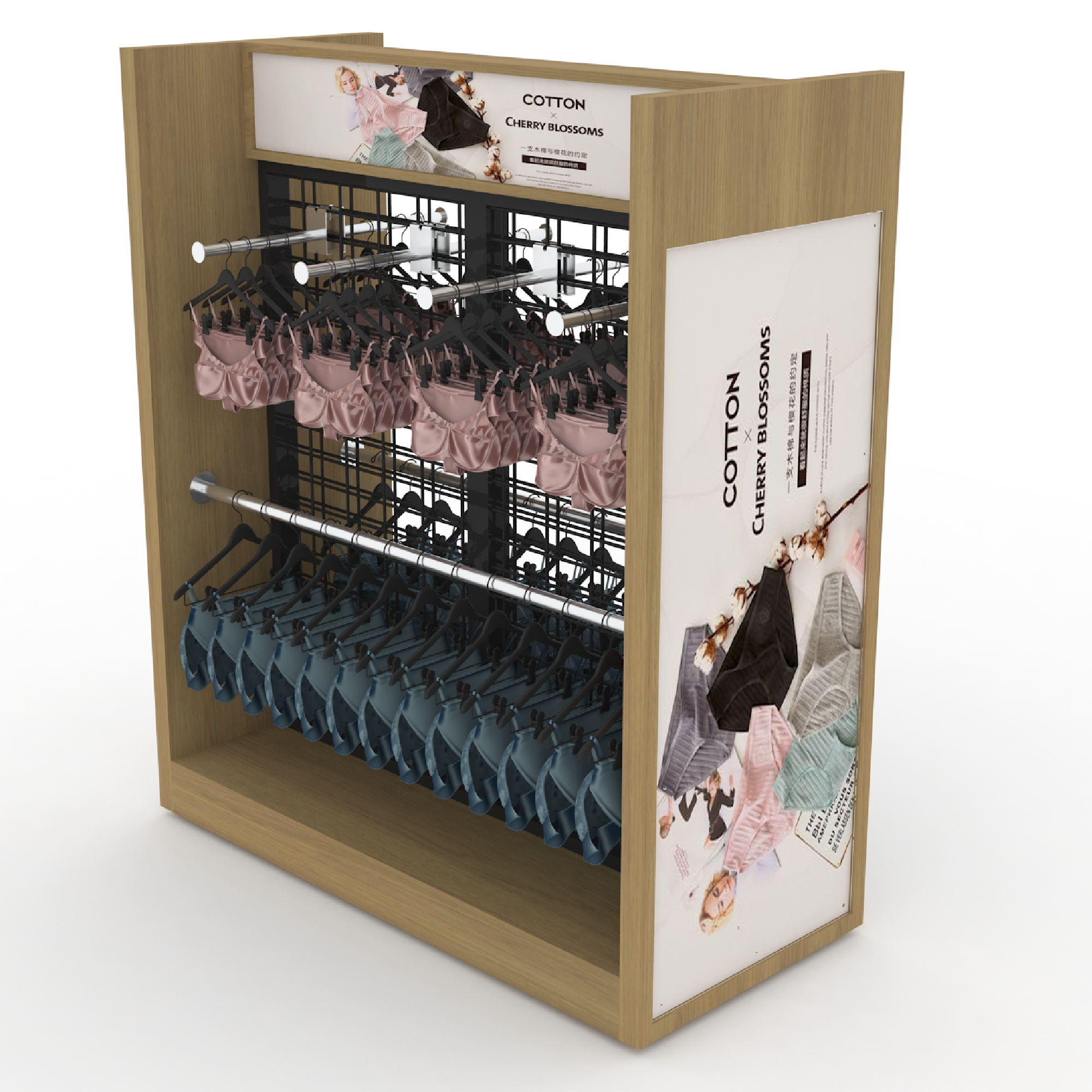Customizable Wood Display Frame Clothes Shop Can Wholesale Wooden Hook Display Frame Display Underwear — view 6