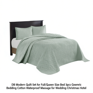 DB Modern Quilt Set Full Queen 3pcs Geometric Cotton Waterproof <b>Bedding</b> for Home Hotel Wedding Christmas - Product Image 1