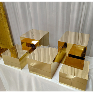 푸룬 공장 스테인리스 스틸 디저트 테이블 뷔페 라이저 세트 파티 케이터링용 뷔페 케이크 스낵 진열대 - Product Image 1