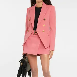 New arrival Fashion Office women suit jacket set half length Aline skirt Two piece sets