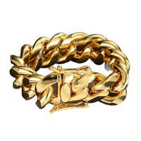 Collar de Cadena Cubana de Acero Inoxidable para Hombre, Color Dorado, Joyería Hip Hop de Miami, Collar Masculino, Accesorios de Moda