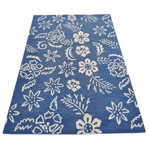 Tapis en laine mélangée de taille personnalisée avec motif floral indien artisanal Tapis d'entrée/chambre à coucher en coton à motif abstrait - Product Image 1
