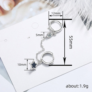 Orecchini a Cerchio con Catena di Stelle e Nappine, Gioielli Minimalisti da Donna, Accessorio di Moda per Uso Quotidiano - Product Image 3