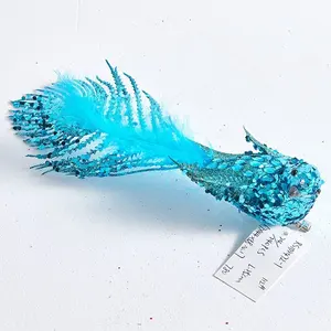 Factory Wholesale Holiday Celebration Sky Blue Plastic Peacock For Decorating Christmas Trees Artificial Foam Bird