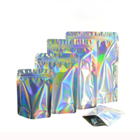 Sachet Doypack Holographique Arc-en-ciel Métallique Non Imprimé avec Fermeture Zip Refermable et Encoche de Déchirement pour Bonbons, Cosmétiques et Articles de Fête - Vente en Gros