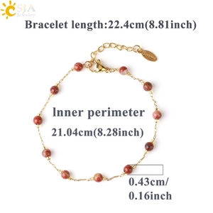 CSJA CSJA — Bracelet en cristal et acier inoxydable, nouvelle chaîne à maillons ajustables, couleur or, avec pierres naturelles, pour femmes, G908 - Product Image 6