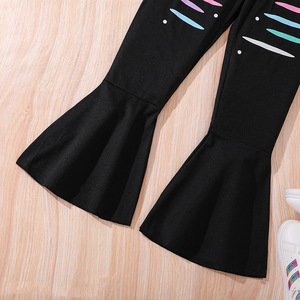 Ropa juvenil Camiseta estampada de manga corta de verano Pantalones acampanados Conjunto de dos piezas para ropa de chicas adolescentes - Product Image 6