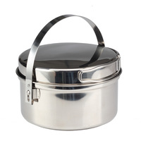 Batterie de cuisine en acier inoxydable, ensemble de cuisine pour sac à dos, batterie de cuisine pour le camping, kit de casseroles et poêles, vaisselle portable