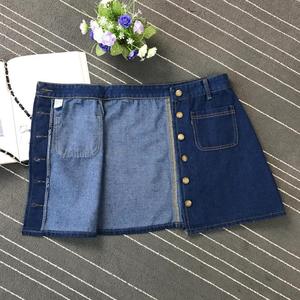 En promotion : <span class=keywords><strong>Mini</strong></span>-<span class=keywords><strong>jupe</strong></span> en jean trapèze pour femme, taille haute, boutonnée, avec poches, style Harajuku, collection été - Product Image 2