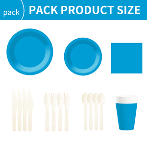 DAMAI Solid Color Party Supplies Blue Paper <b>Dinnerware</b> <b>Set</b> 7 Inch Plate 9 Inch Plate Disposable Paper Plates Paper Cups Napkins - Product Image 5