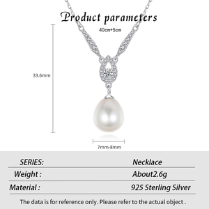 Hot-selling S925 Sterling <b>Silver</b> Freshwater Pearl Pendant <b>Necklace</b> Exquisite Teardrop Zirconia <b>Necklace</b> - Product Image 6