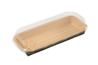 Vente en gros de pliants à sushi en papier kraft brun Momi SM7-1102, personnalisables, imprimés, résistants, avec couvercle en PET, pour emporter