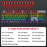 Clavier mécanique filaire T-WOLF T18, nouveau design, 87 touches, éclairage RVB, USB, anglais, russe, pour jeux sur ordinateur portable, joueurs