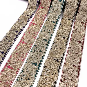 4cm etnico foglia fiore ricamo codice a barre tessitura nastro di alta qualità accessori di abbigliamento per abbigliamento tessitura per tende