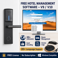 Cerradura de Puerta de Hotel de Acero Inoxidable Pulido, Sin Contacto, Sin Llave, Control de Acceso RFID, Tarjeta + Llave, Software de Gestión de Desbloqueo