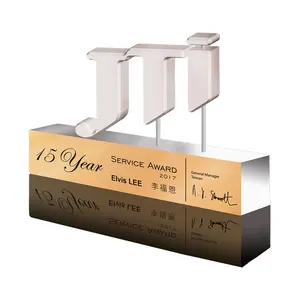 Beautiful Crafts Pu Leather And Aluminum Foil Acrylic Trophy Award For Prize Presentation